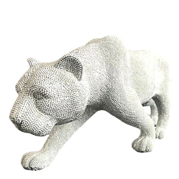 Dart Home Sparkling Silver Polystone Glam Leopord - Picture 3 of 8